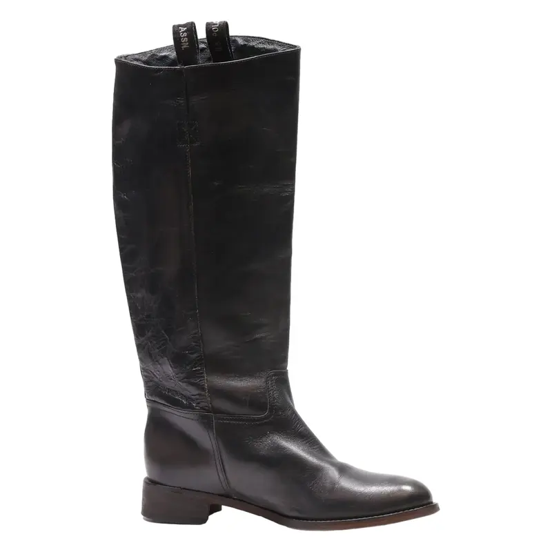 US POLO ASSN High Boots Black Leather Womens UK 8