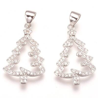Brass Micro Pave Cubic Zirconia Pendants