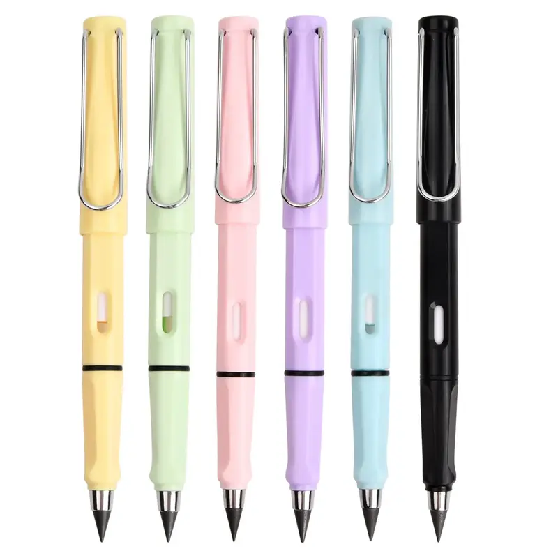 Infinity Pencil with Eraser, 6pcs Inkless Pencil without Sharpen, Portable Eternal Pencil Replacement Head for Home School St...
