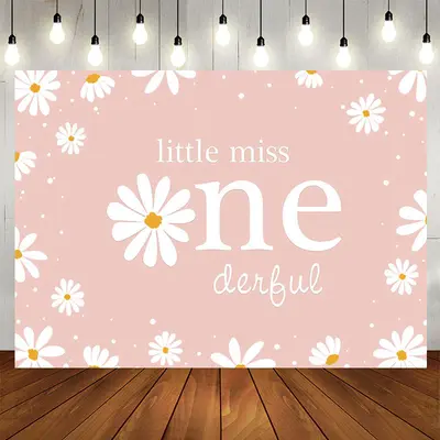 Aperturee Little Miss Daisy Happy 1st Birthday Backdrop