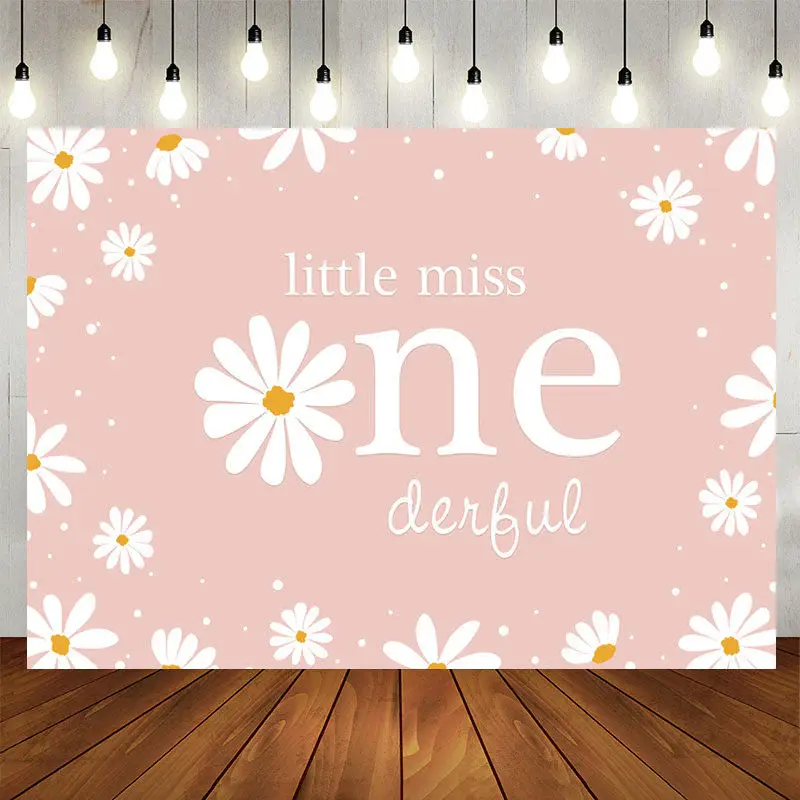 Aperturee Little Miss Daisy Happy 1st Birthday Backdrop