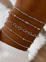 Minimalist Multi-layer Stack Chains Bracelets Bangles, Personalized Matching Beads Bracelet for Women As Cute Jewelry, Fashio...