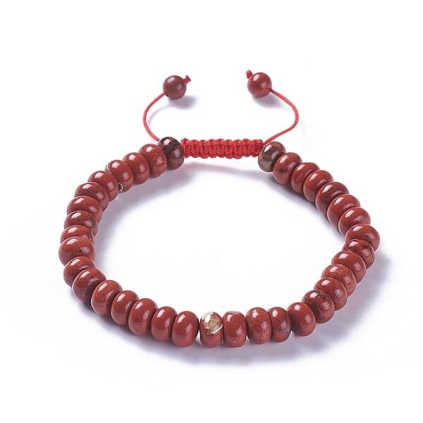 Adjustable Natural Red Jasper Braided Bead Bracelets