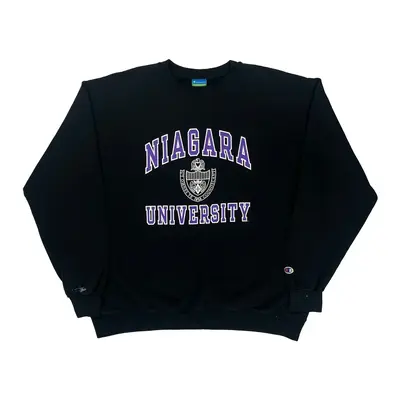 Niagara University Champion College Sweatshirt - XL Black Cotton Blend
