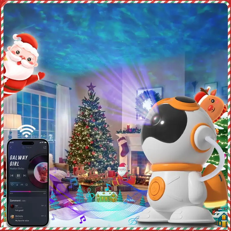 Starry Sky Projector with Remote Control, 1 Count Bluetooth-compatible Speaker Projector, USB Powered Playroom Night LED Li...