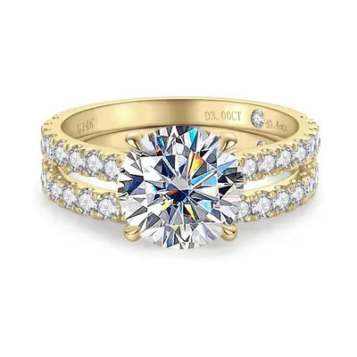 14K Gold 2.5 to 6 CT.T.W. Round Moissanite Engagement Ring Anniversary Rings Bridal Set
