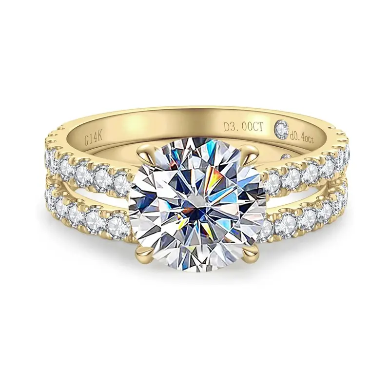 14K Gold 2.5 to 6 CT.T.W. Round Moissanite Engagement Ring Anniversary Rings Bridal Set