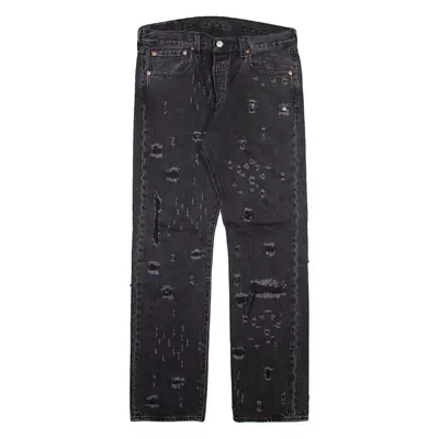 LEVI'S 501 Jeans Distressed Mens Grey Regular Straight W33 L32