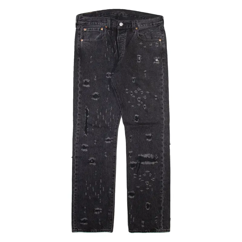 LEVI'S 501 Jeans Distressed Mens Grey Regular Straight W33 L32