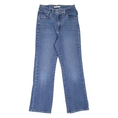 LEVI'S High Waisted Crop Womens Jeans Blue Regular Flared Stone Wash W26 L27