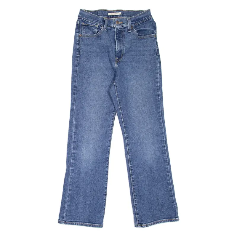 LEVI'S High Waisted Crop Womens Jeans Blue Regular Flared Stone Wash W26 L27