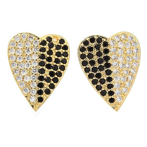Brass Pave Cubic Zirconia Stud Earrings