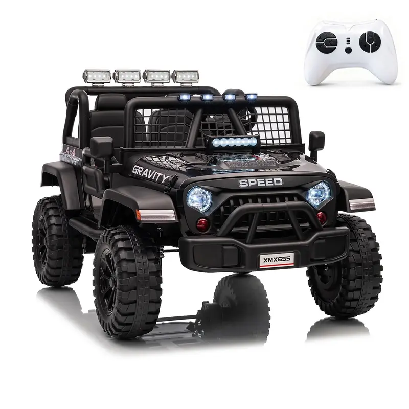 Garvee 2 Seater Ride On Car for Kids, 24V Electric Truck with Parent Remote Control, Spring Suspension, Black, 47.2 L x 31....