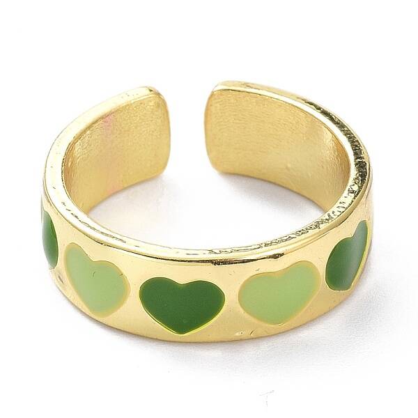 Heart Pattern Alloy Enamel Cuff Rings