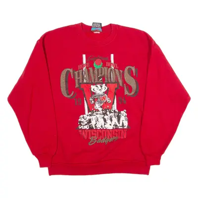 Badgers Wisconsin Womens Sweatshirt Red 90s USA L