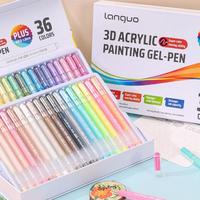 36/54 Color Acrylic Paint Pen Set, 1 Set Multi-functional Pigment for Painting Stone Glass Cup, Student Painting Stationery S...