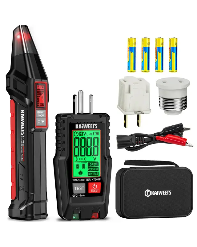 KAIWEETS AC Circuit Breaker Finder Kit with LCD Alert Display – 2-Piece Voltage Tester Set with Transmitter & Receiver, Non...