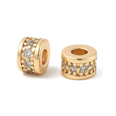 Brass Micro Pave Cubic Zirconia Beads