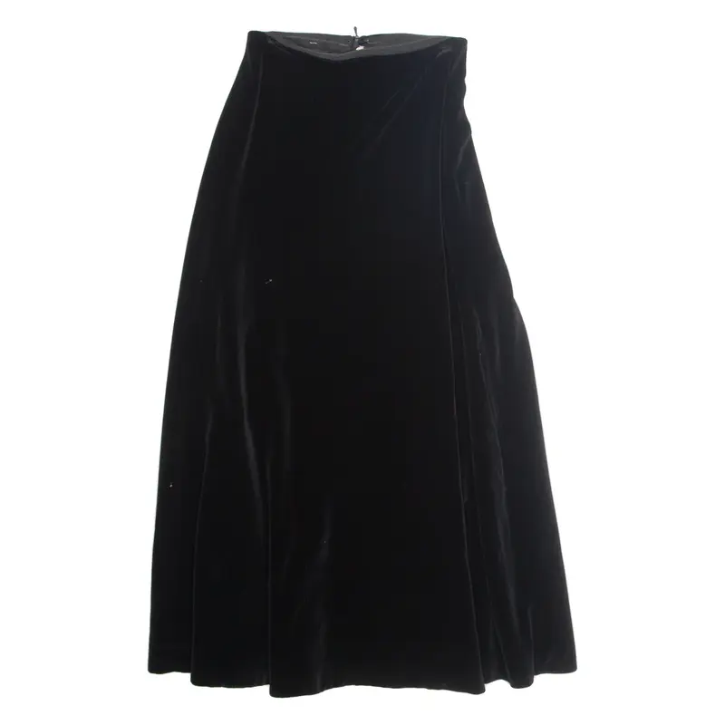 Womens A-Line Skirt Black Long Velvet M