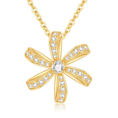 14K Gold Moissanite Wildflowers Pendant Necklace
