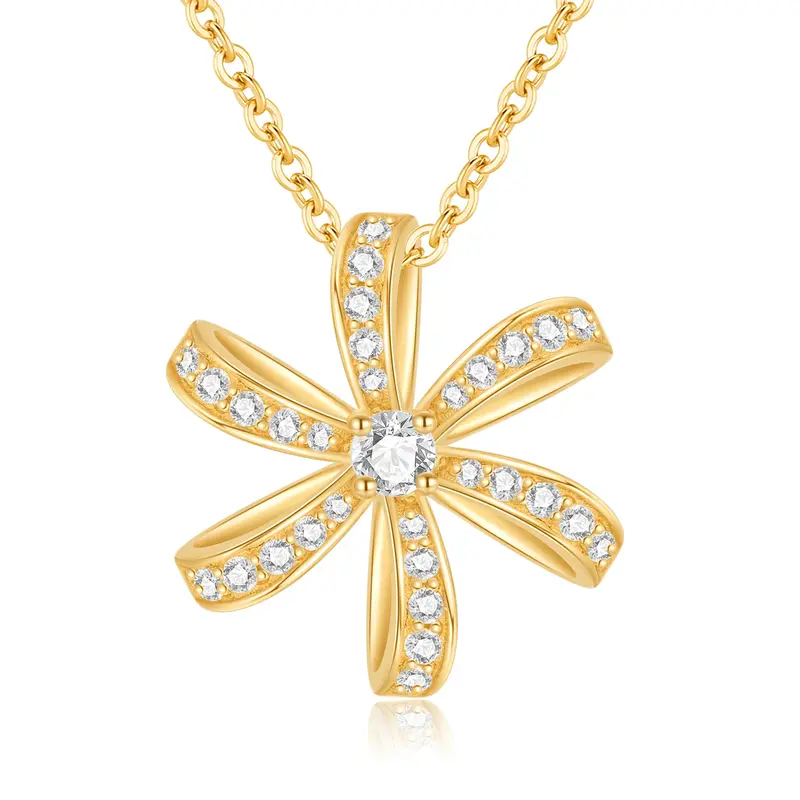 14K Gold Moissanite Wildflowers Pendant Necklace