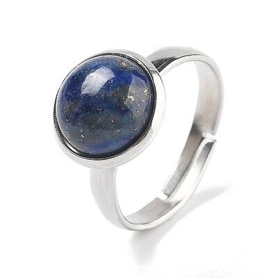 Half Round Natural Lapis Lazuli Finger Rings