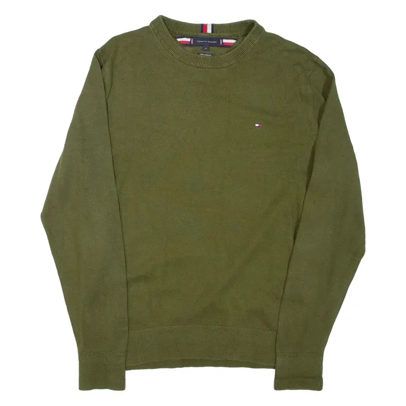 TOMMY HILFIGER Mens Jumper Green Tight Knit M