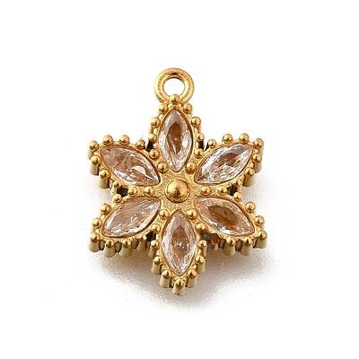 304 Stainless Steel Micro Pave Cubic Zirconia Pendants Charms
