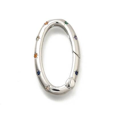 Brass Micro Pave Cubic Zirconia Spring Gate Rings