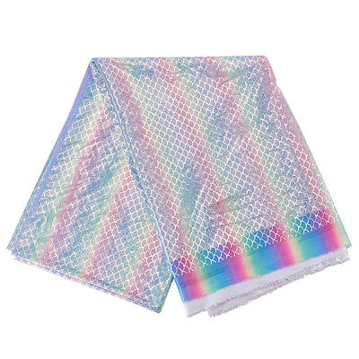 Sparkly Hologram Polyester Mermaid Printed Fish Scale Fabric
