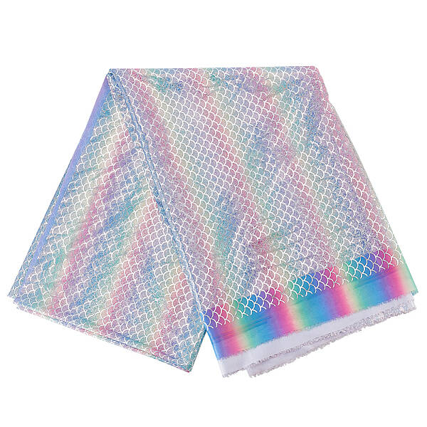 Sparkly Hologram Polyester Mermaid Printed Fish Scale Fabric