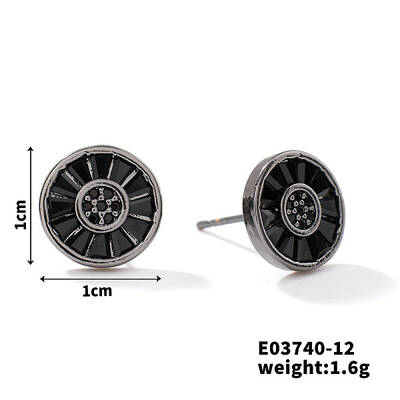 Chic Brass Cubic Zirconia Stud Earrings