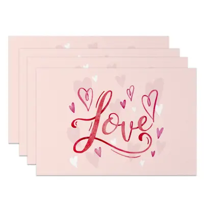 Aperturee Romantic Pink Love Valentines Day Set Of 4 Placemats, 14x12 Inch, 15.8 USD, NYJY00374-S, placemats