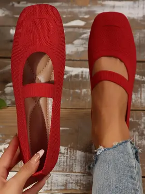 Women's Fashionable Plain Color Ballet Flats, Casual Comfortable Slip on Flat Shoes for Daily Wear, Lightweight Summer Flat S...