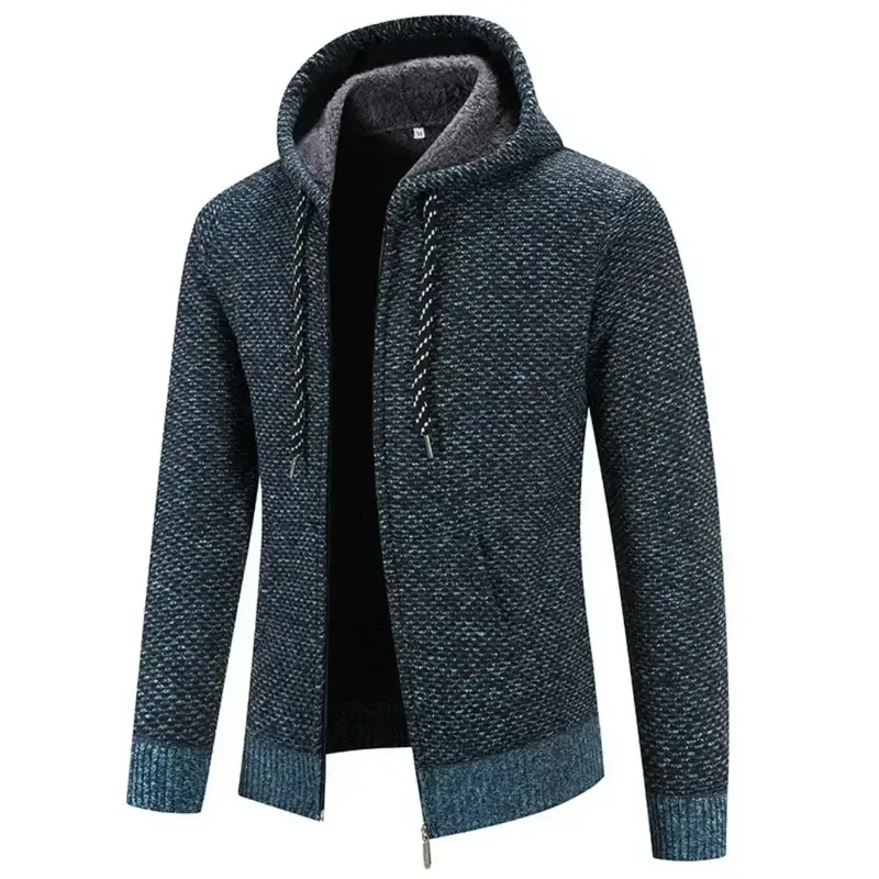 Men's Fleece Clothes Knit Cardigan Jumper Hooded Jackets Brown Sweaters Warm Harajuku Coat