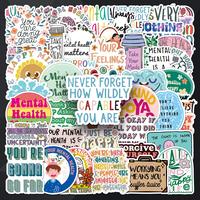 Mental Health Slogan Sticker, 50pcs/set Waterproof Self Adhesive Decor Paper, Decor Sticker for Gift Greeting Card Water Bott...