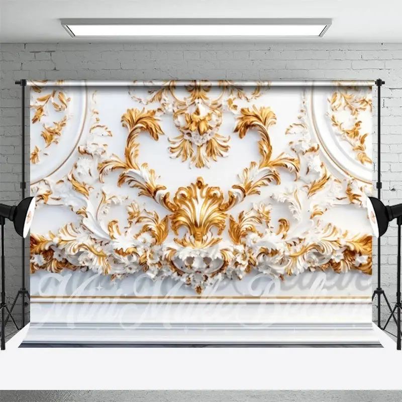 Elegant Wall Golden Pattern Photograph Backdrop - Aperturee