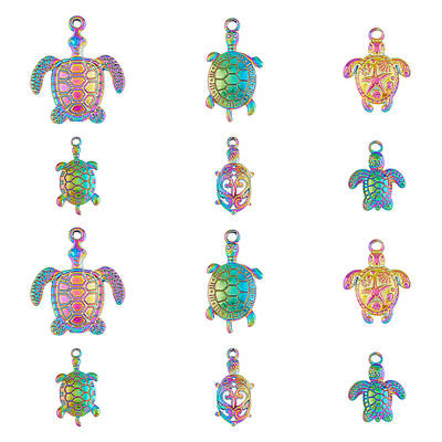 24Pcs 6 Style Alloy & Stainless Steel Pendants