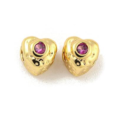 Brass Micro Pave Clear Cubic Zirconia Beads