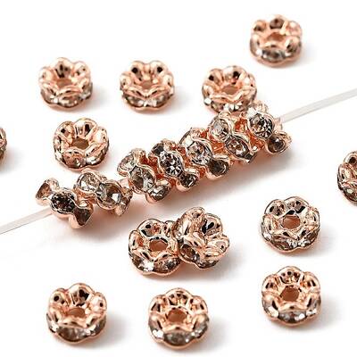 Brass Rhinestone Spacer Beads