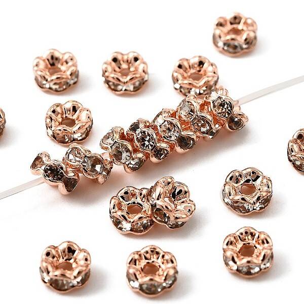 Brass Rhinestone Spacer Beads