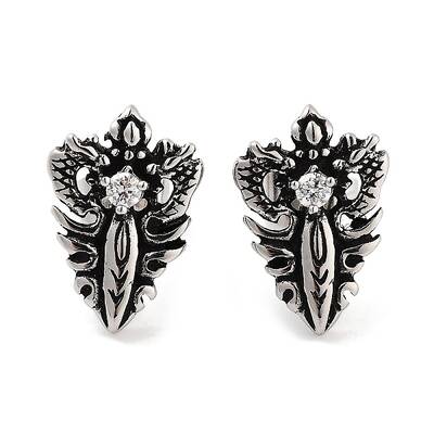 316 Surgical Stainless Steel Pave Clear Cubic Zirconia Stud Earrings for Women Men