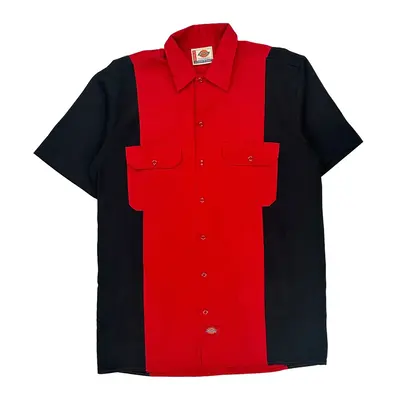 Dickies Striped Short Sleeve Shirt - Medium Block Colour Polyester Blend