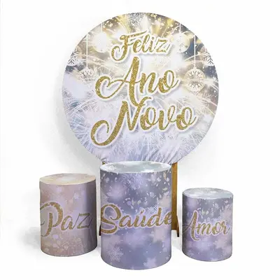 Aperturee Gold Glitter Round Purple Birthday Party Backdrop Kit | Round Backdrop Stand Covers | Birthday Round Backdrop Cover...
