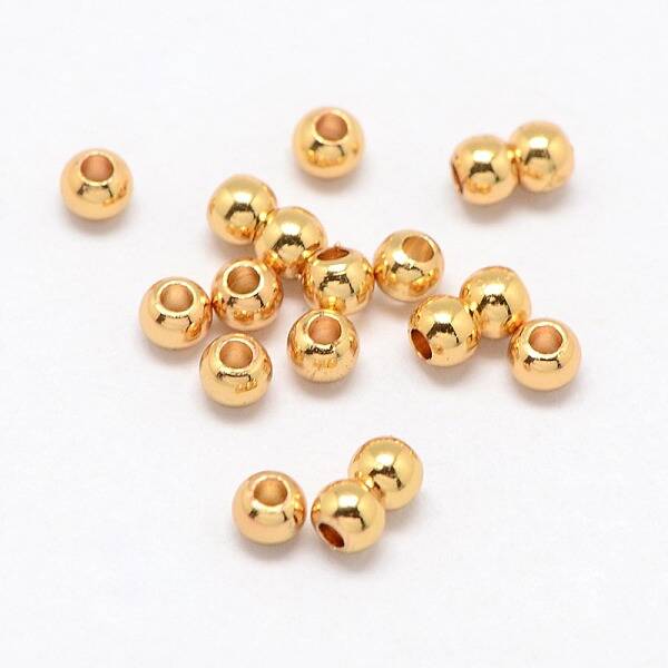 Real 24K Gold Plated Brass Round Spacer Beads
