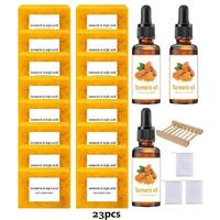 Turmeric Body Care Set, 23pcs/set Turmeric Soap & Soap Bag & Turmeric Oil & Soap Holder, Moisturizing Hydrating Body Care Kit...
