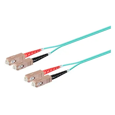 39433 Monoprice MM OM4 Fiber Optic Cable SC-SC UL 3mm 50/125 OFNR Duplex Aqua 20m