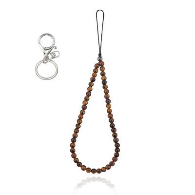 Natural Tiger Eye and Iron Alloy Lobster Claw Clasp Keychain