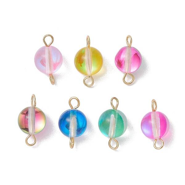 Dyed Synthetic Moonstone Round Connector Charms