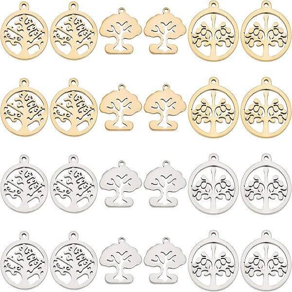24Pcs 6 Style 304 Stainless Steel Pendants